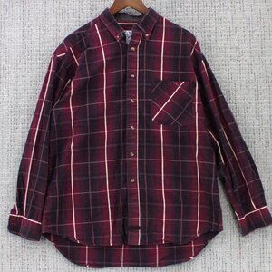 Vintage Cowboy Up Western Shirt Mens Large L Red Maroon Plaid Button Down Y2k